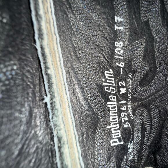 Panhandle Slim Western Boots Men's 8.5 B Black Brown Snakeskin Cowboy Boots - Picture 12 of 15